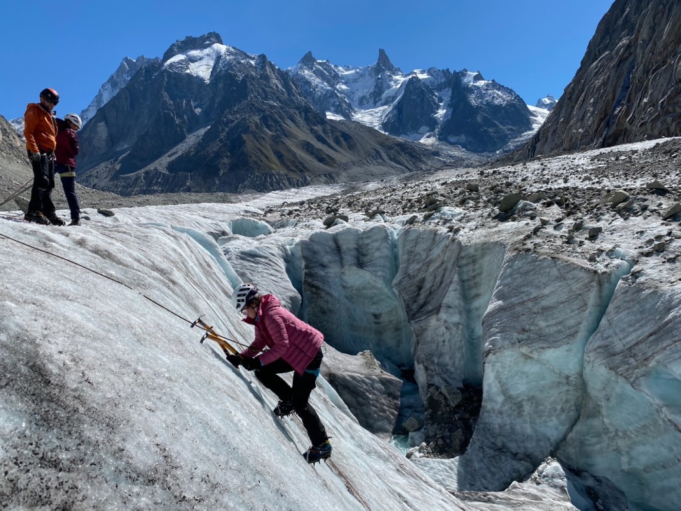 Cordée sur le glacier du Trient
